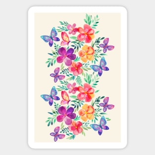 Summer Blooms & Butterflies on cream Magnet